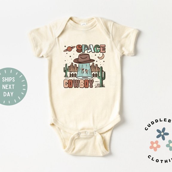 Space Cowboy Baby Bodysuit, Retro Baby Western Bodysuit, Cute Baby Outfit, Baby Boy Gift, Funny Baby