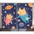 thumbnail image 1 of Ambesonne Space Curtains 2 Panel Set, Cartoon Dog Astronaut, 108" x 96", Multicolor, 1 of 3