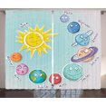 thumbnail image 1 of Ambesonne Space Curtains 2 Panel Set, Cartoon Sun Planets, 108" x 84", Multicolor, 1 of 3