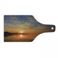 thumbnail image 1 of Space Cutting Board, Exquisite Skyline with Planet Reflection and Sunrise on the Backdrop Galaxy Design, Tempered Glass Cutting and Serving Board, Wine Bottle Shape, Orange Blue, by Ambesonne, 1 of 1