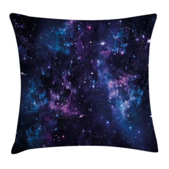 Space Decor Throw Pillow Cushion Cover, Mystical Sky with Star Clusters Cosmos Nebula Celestial Scenery Artwork, Decorative Square Accent Pillow Case, 20 X 20 Inches, Dark Purple Blue, by Ambesonne