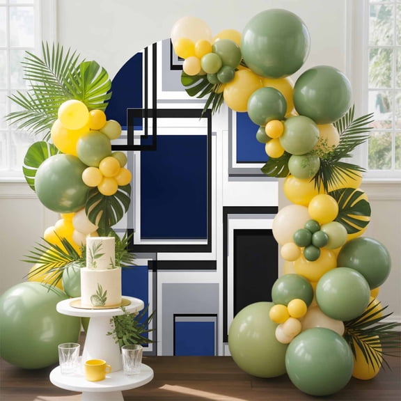 Space Design Sense Arch Backdrop Cover, 7.2FT, Black Blue Suqare Stitching Spandex Arch Covers Double-Sided Backdrop for Wedding Birthday Party Photo Background Decoration
