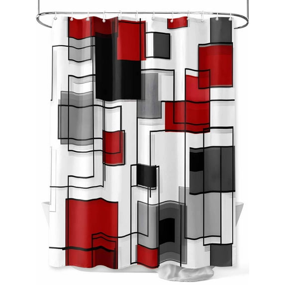Space Design Sense Shower Curtain, Abstract Irregular Grey Line Stitching Waterproof Shower Curtain Set with 12 Hooks Lightweight Washable Fabric Shower Curtains for Bathroom 72x78 Inches