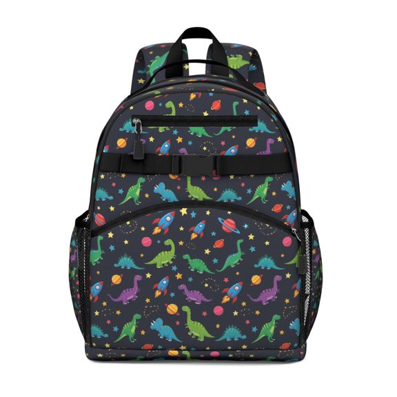 Space Dinosaur Pattern Backpack for School,Cute School Bag,Schoolbag with Adjustable Shoulder Straps & Padded Back,15.25"x11.5"x5.25"
