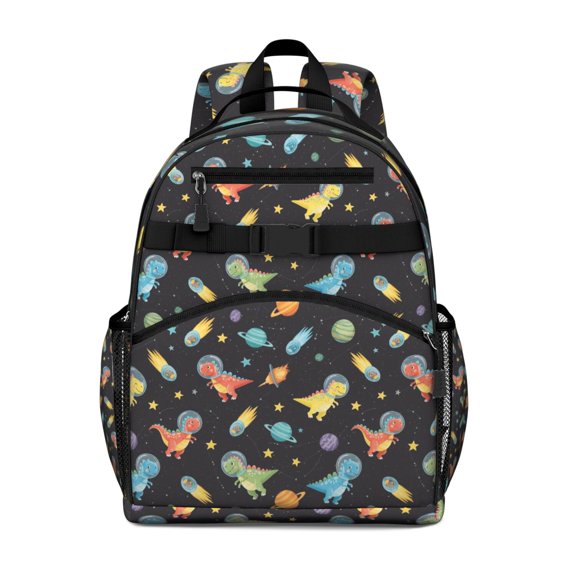 Space Dinosaur Pattern Backpack for School,Cute School Bag,Schoolbag with Adjustable Shoulder Straps & Padded Back,15.25"x11.5"x5.25"
