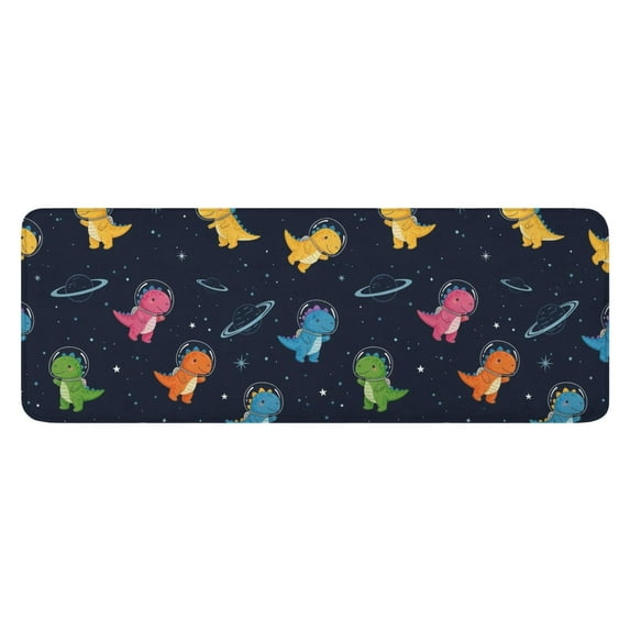 Space Dinosaur Pattern Kitchen Rug Mat,Kitchen Runner Rugs Non Skid Washable,Decorative Kitchen Floor Mats for Kitchen,Sink,Laundry,17"x47.2"