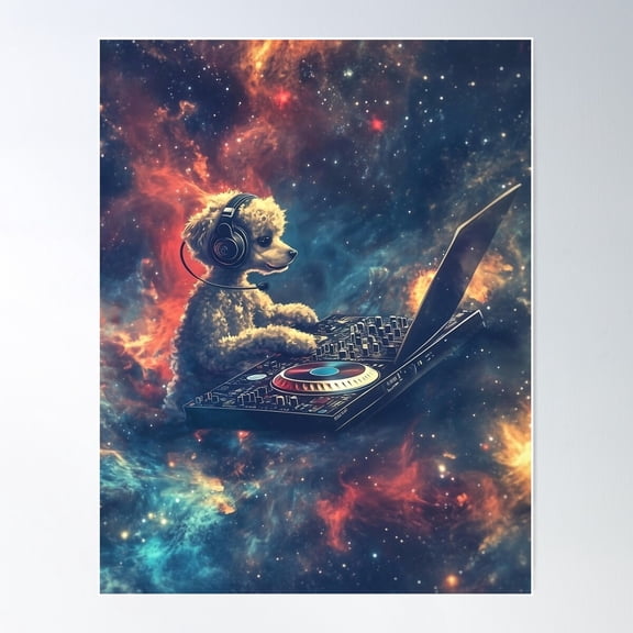 Space Dj Ala Poodle Poster Wall Art, Modern Wall Decor For Living Room Bedroom, 8x12 UNFRAMED