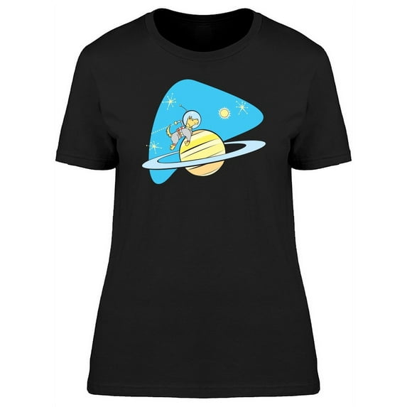 Space Dog Flies By Saturn T-Shirt Women -Image by Shutterstock, Female XX-Large