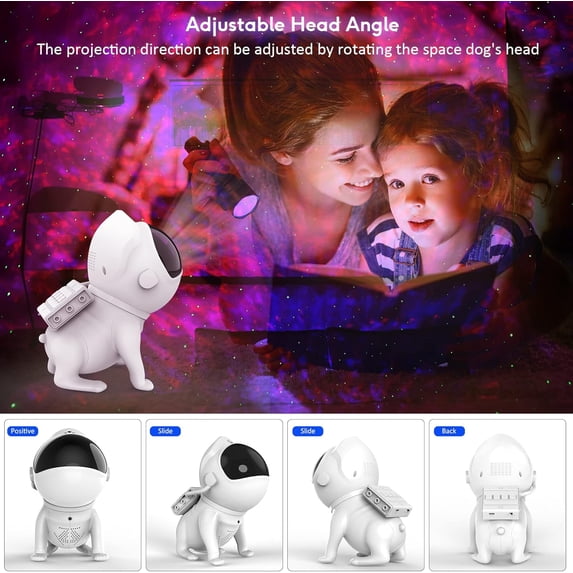Space Dog Projector Night Light with Speaker, APP Control, Timer and Remote, Suitable for Kids and Adults Bedrooms, Gift Idea