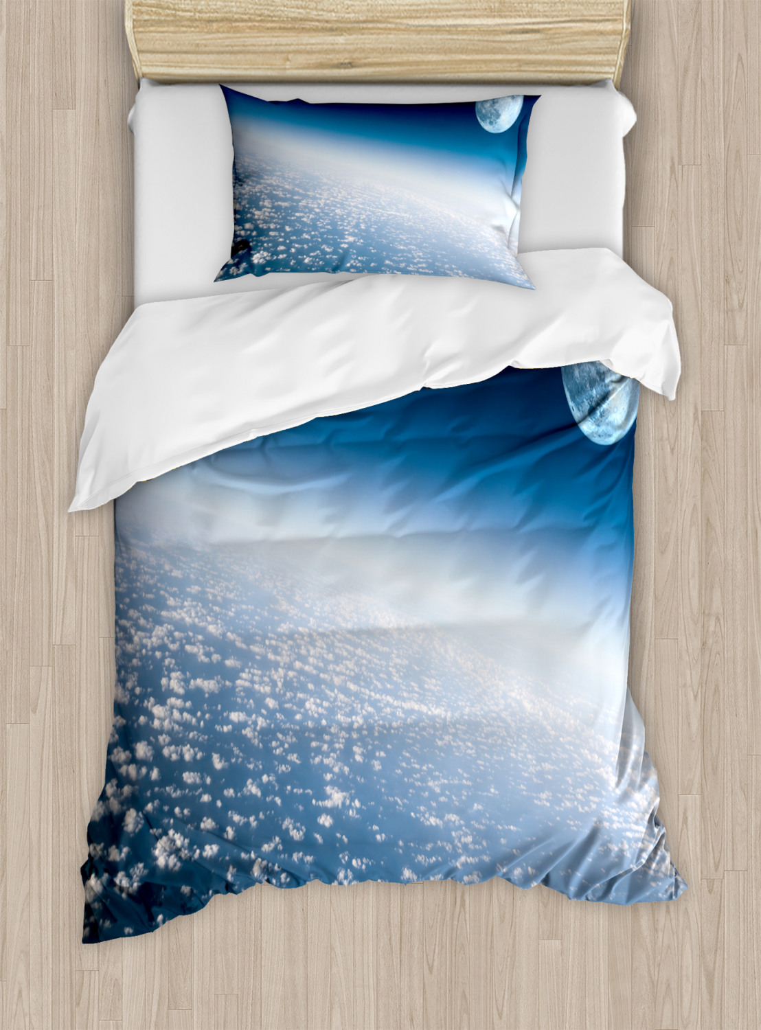 Space Duvet Cover Set, Aerial Atmosphere View of the Planet Earth with ...