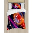 thumbnail image 1 of Space Duvet Cover Set, Apocalyptic Cosmos Design Circular Striped Vibrant Galaxy Mystic Sky Solar System, Decorative 2 Piece Bedding Set with 1 Pillow Shams, Twin Size, Multicolor, by Ambesonne, 1 of 3