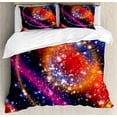 thumbnail image 1 of Space Duvet Cover Set, Apocalyptic Cosmos Design Circular Striped Vibrant Galaxy Mystic Sky Solar System, Decorative 3 Piece Bedding Set with 2 Pillow Shams, King Size, Multicolor, by Ambesonne, 1 of 3