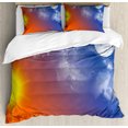 thumbnail image 1 of Space Duvet Cover Set, Full Moon Sun Clouds Cycle of the Galaxy Movement Macrocosm Heavenly Bodies, Decorative 3 Piece Bedding Set with 2 Pillow Shams, Queen Size, Orange Blue, by Ambesonne, 1 of 3