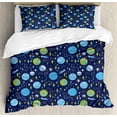 thumbnail image 1 of Space Duvet Cover Set, Hand Drawn Constellation Kites Flying Elements, Decorative 3 Piece Bedding Set with 2 Pillow Shams, Calking Size, Night Blue Sky Blue, by Ambesonne, 1 of 3