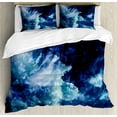 thumbnail image 1 of Space Duvet Cover Set, Nebula Gas Cloud on Celestial Sphere Universe Themed Infinity Design Galaxy Art Print, Decorative 3 Piece Bedding Set with 2 Pillow Shams, Queen Size, Dark Blue, by Ambesonne, 1 of 3