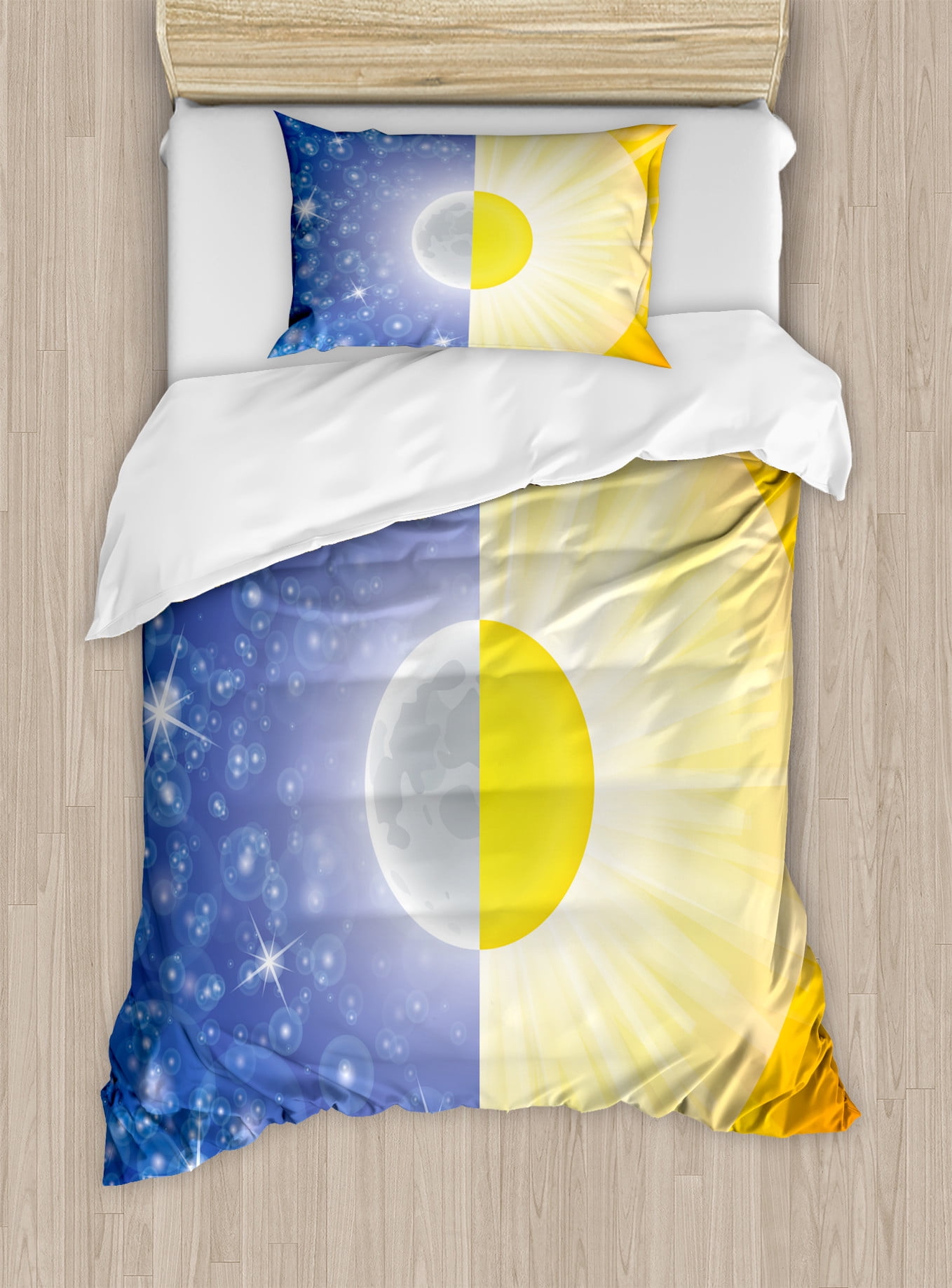 Twin Blue and Yellow Solar Balance Duvet Cover Set