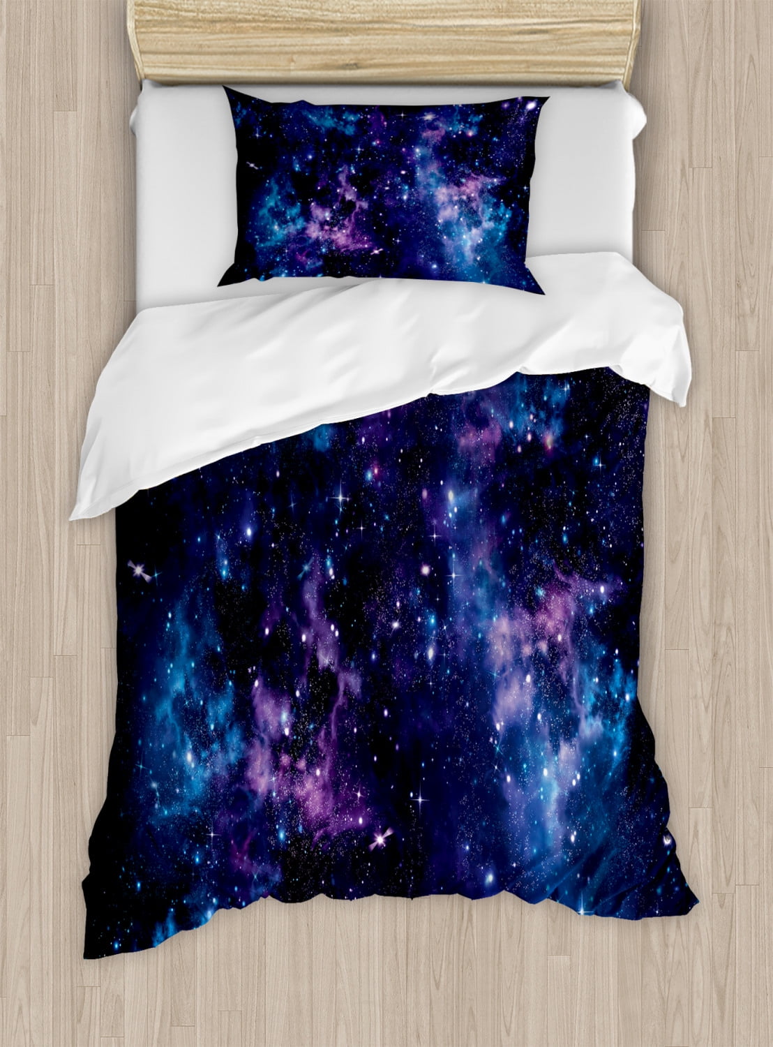 Twin Dark Purple and Blue Space Duvet Cover Set