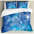 thumbnail image 1 of Space Duvet Cover Set, Vibrant Star Clusters Constellation Ethereal Infinity Picture Image, Decorative 3 Piece Bedding Set with 2 Pillow Shams, King Size, Purple Grey Turquoise, by Ambesonne, 1 of 3