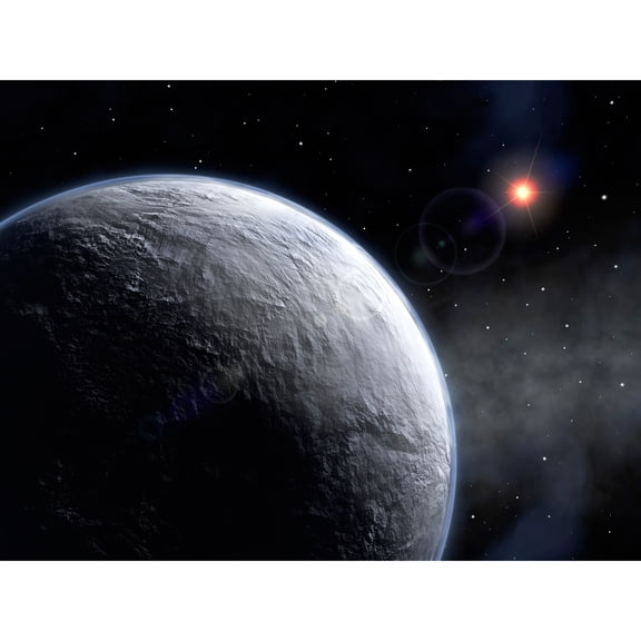 Space ESO Icy Exoplanet Planet Star Orbit Illustration Extra Large XL Wall Art Poster Print
