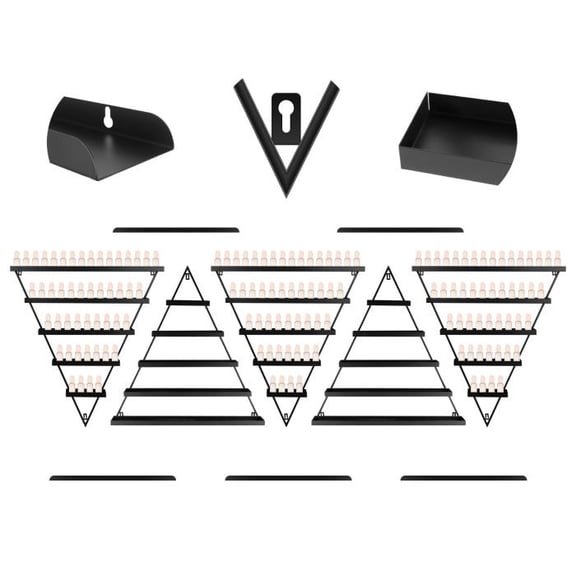 Space-Efficient 5 Tier Triangular Shelf Set 10PCS, Metal Wall Rack for Nail Polish Collections, Cosmetics Display, Salon & Home Storage Solution