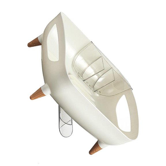 Space Efficient Rack With Tilted Drain And Removable Utensils Holder For Kitchen Counter