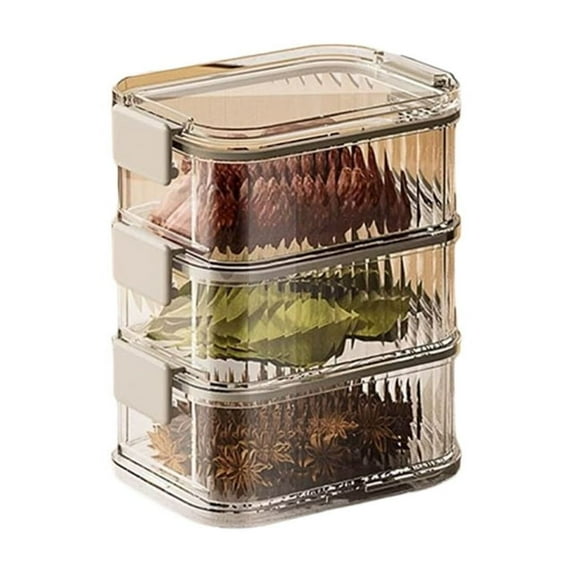 Space Efficient Spices Rack Organiser Stackable Clear View Compartments For Herb