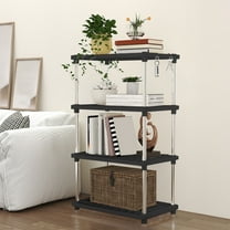 Space Efficient Stackable Plastic Shelving Unit, Versatile Multi-Tier Organizer Rack for Pantry Supplies, Bathroom Items and Laundry Room Storage