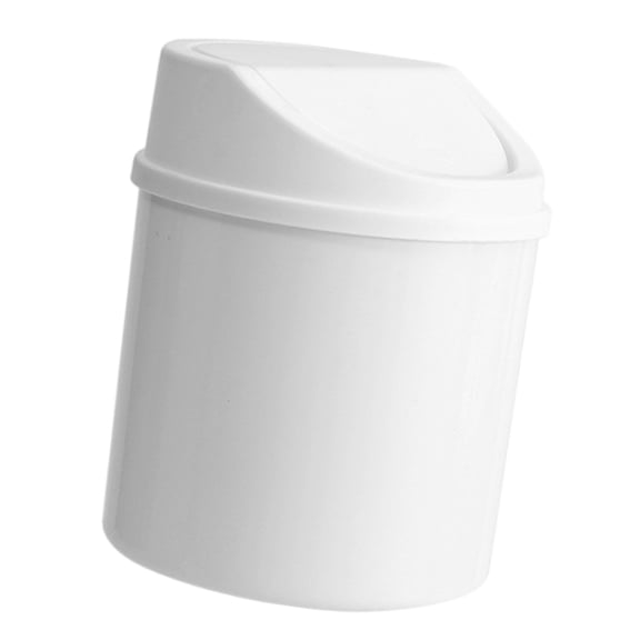 Space Efficient Swing Open Lid Waste Basket Small Desktop Trash Can With Odor Resistant Garbage Bin Container