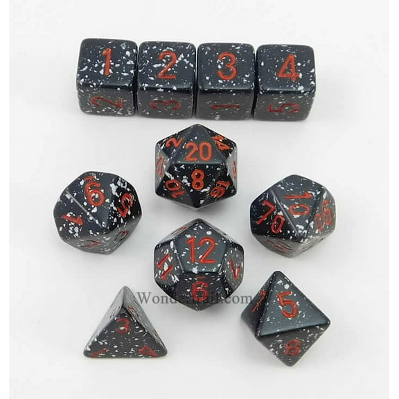 Space Elemental Dice with Red Numbers 16mm (5/8in) Set of 10 Koplow Games