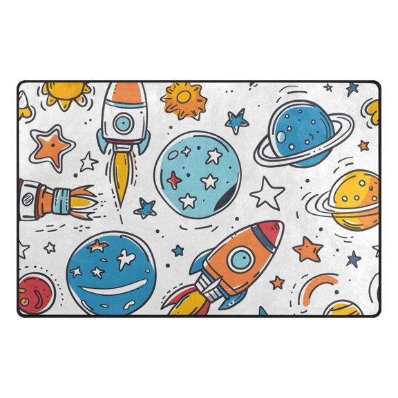 Space Elements Pattern Memory Foam Area Rug 60"x39" Non Slip, Absorbent, Fade Proof for Living Room, Bedroom, Office