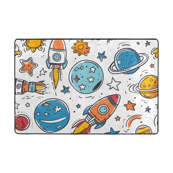 Space Elements Pattern Rug 36x24in Memory Foam Absorbent Non Slip Plush for Bathroom Kitchen Entryway