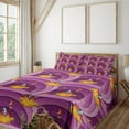 thumbnail image 1 of Ambesonne Space Emoji Fitted & Top Sheet Set with Shams, Spaceship Moon Saturn, Purple Orange, 1 of 5