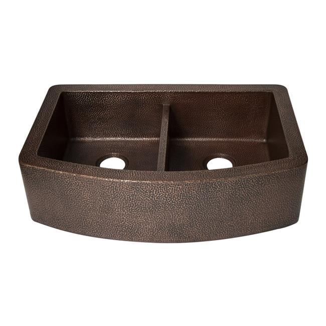 Ambiente 33" Double Well Hammered Copper Farmhouse Sink