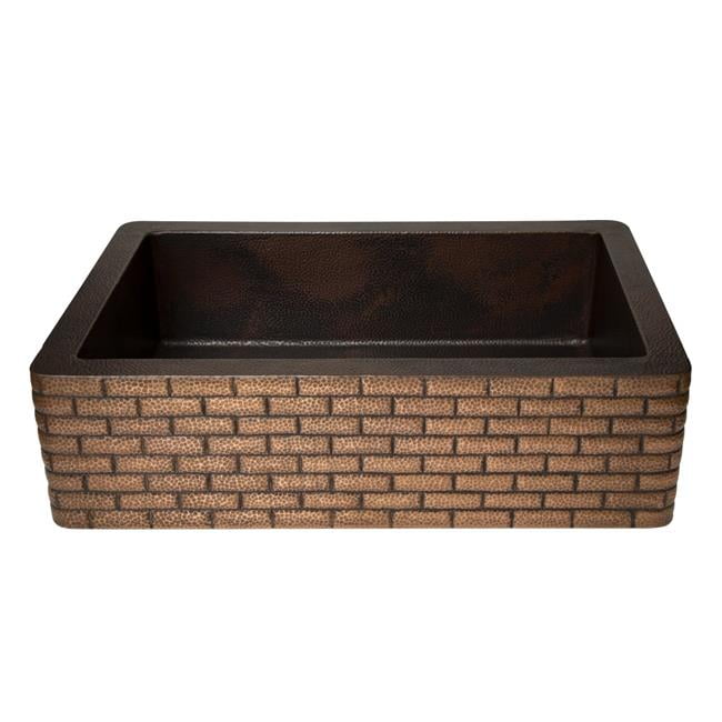 33" Hammered Copper Farmhouse Drop-in Kitchen Sink