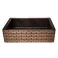 thumbnail image 1 of Space Enterprises CS-KIT-FAH-SGL-BRI-DK 33 in. Farmhouse Single Well Bricks Design Straight Apron Hammered Copper Kitchen Sink, Dark, 1 of 1