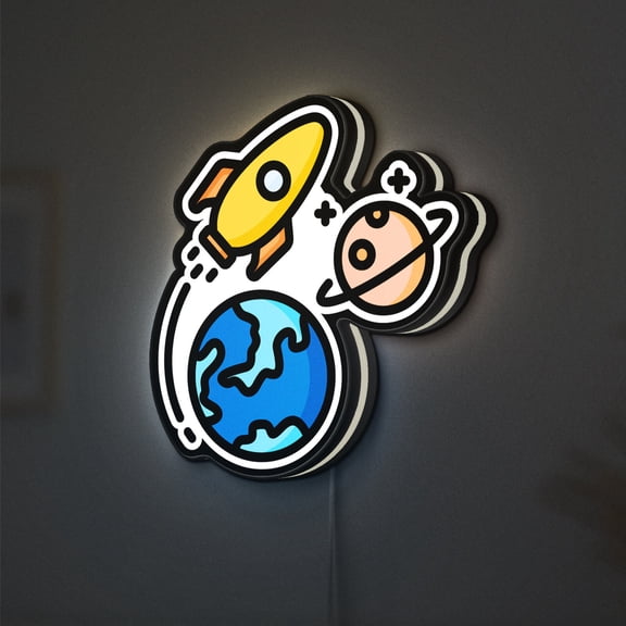 Space Exploration 3D Novelty Light Box for Astronomy Labs, Desk Decor, Ideal for Space Enthusiasts (Width 12 inch, 30cm)