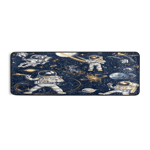 Space Exploration Illustration 72x24" Runner Rug, Non-Slip Memory Foam Cushion, Anti-Crease for Hallways and Bedrooms