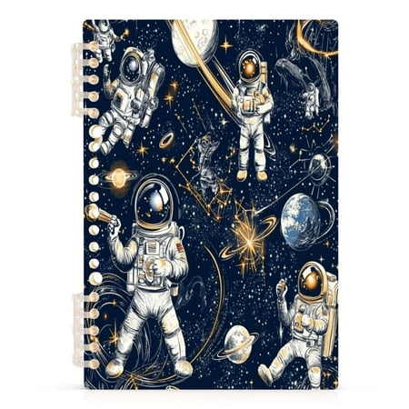 Space Exploration Illustration A5 8.3x5.7in PP Notebook, Adjustable Rings, 60 Sheets, Diary or Journey Note