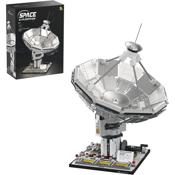 Space Exploration Radio Telescope Building Blocks Set, STEM Toys for Boys 8+, Satellite Communication Base Model, Space-Themed Kit for Kids Adult Teens Girls Display