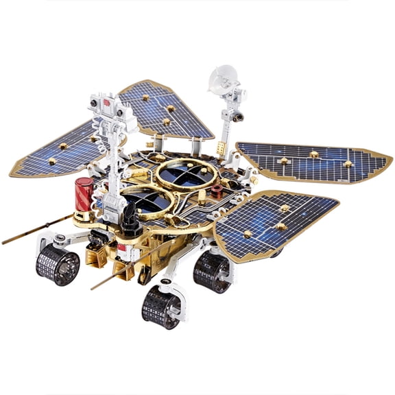 Space Exploration Rover Building Kit, 1/23 Scale Metal DIY Assembly Model 3D Mechanical Puzzle for Adults, Stainless Steel & Brass STEM Construction Set, Aerospace Display Collectible
