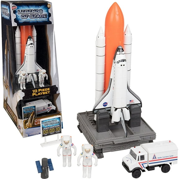Space Exploration Set - Legends of Space - 10 Piece Complex 39 Launch Site with Astronauts Rockets Space Shuttle and Ground Vehicle