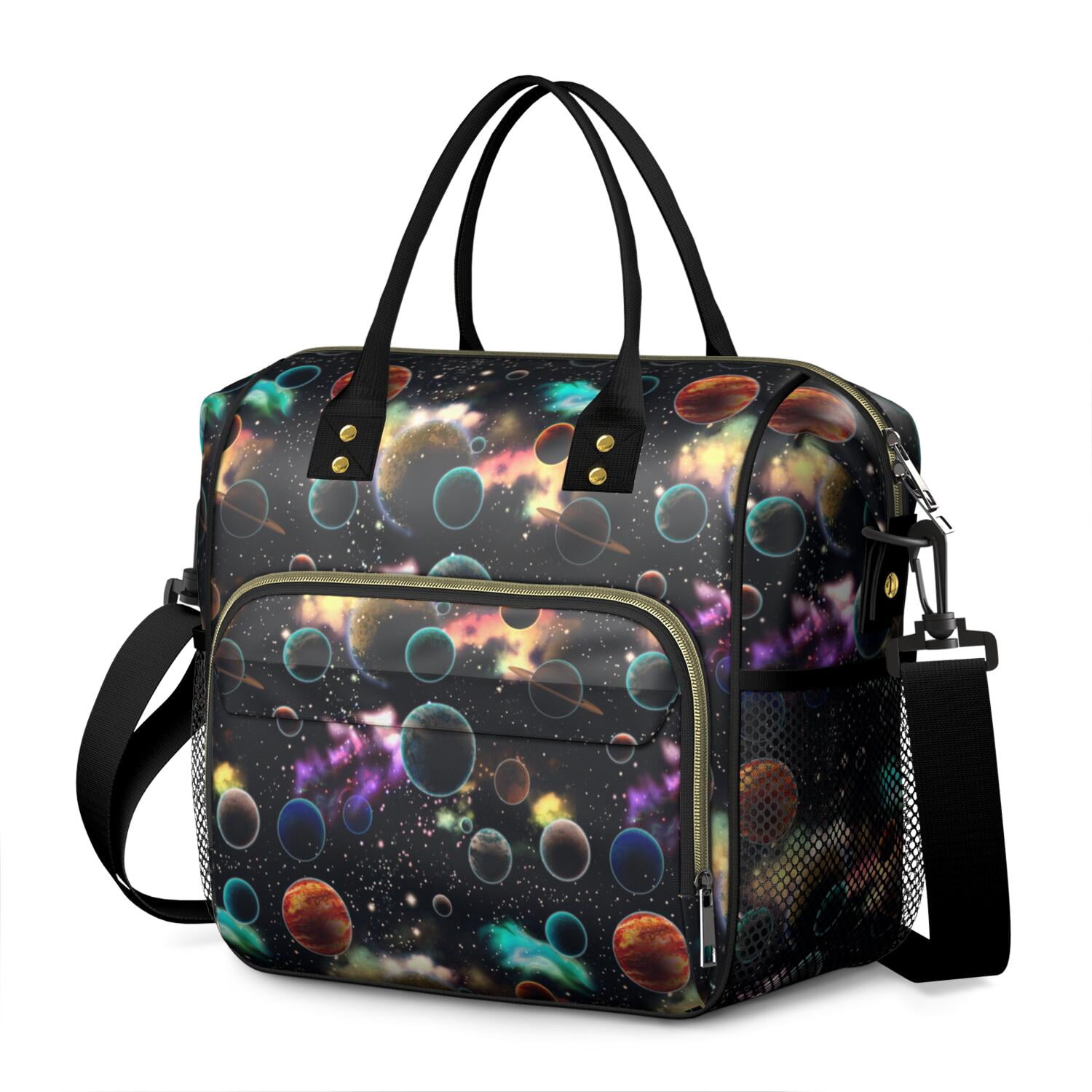 Space Explorer Insulated Lunch Tote – Leakproof Dual Compartment Cooler Bag with Adjustable Strap and Cosmic Patterns for School or Travel