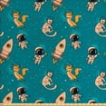 thumbnail image 1 of Space Fabric by the Yard, Surreal Universe with Foxes Cats Astronauts Rockets Floating Milky Way, Decorative Upholstery Fabric for Chairs & Home Accents, Turquoise Beige Marigold by Ambesonne, 1 of 4