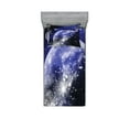 thumbnail image 1 of Space Fitted Sheet & Pillow Sham Set, Galaxy Nebula Full Moon Phase Starry Night Sky Orbit Infinity for Home Dorms, Decorative Printed 4 Piece Bedding Decor Set, Twin, Blue Navy White, by Ambesonne, 1 of 3