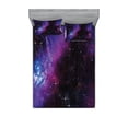 thumbnail image 1 of Space Fitted Sheet & Pillow Sham Set, Nebula Dark Galaxy Luminous Stars and Cosmic Rays Astronomy Explore Theme, Decorative Printed 6 Piece Bedding Decor Set, Full, Magenta Blue, by Ambesonne, 1 of 3