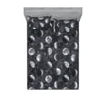 thumbnail image 1 of Space Fitted Sheet & Pillow Sham Set, Night Theme Realistic Looking Moon Sketch Pattern With Starry Dark Back, Decorative Printed 3 Piece Bedding Decor, King, Charcoal Grey and Ivory, by Ambesonne, 1 of 2