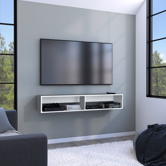 Space Floating Tv Unit - Holds Various Entertainment Items 12.28" Deep Desk Organize Your Space