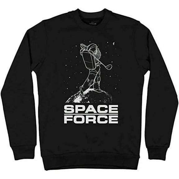 Space Force Astronaut Hole in one Crewneck Sweater Large Black