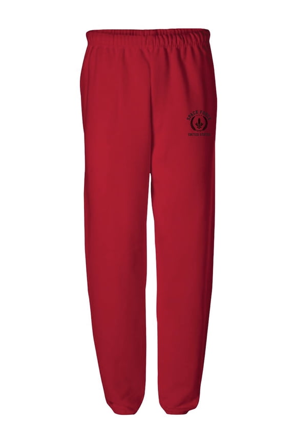 Space Force Black Crest Elastic Bottom Sweatpants with black print