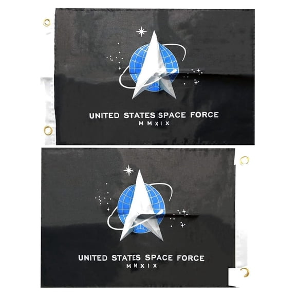 Space Force Flag MXXIX Black - 12x18 Inch Heavy Duty Nylon - Fade Resistant Double Sided - Car Boat Outdoor Banner